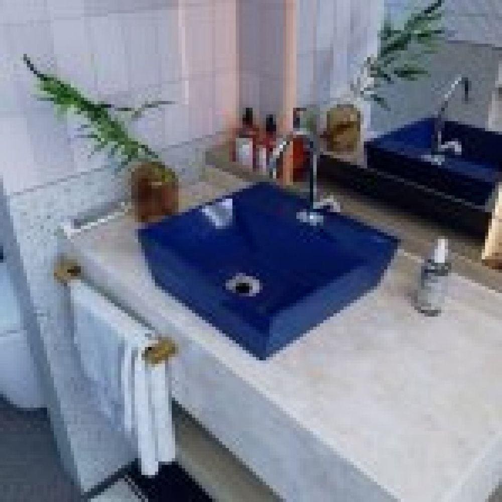 Kit Cuba AQ33 Volcano com Torneira C50 e Válvula ABS com Sifão e Flexível Azul Escuro