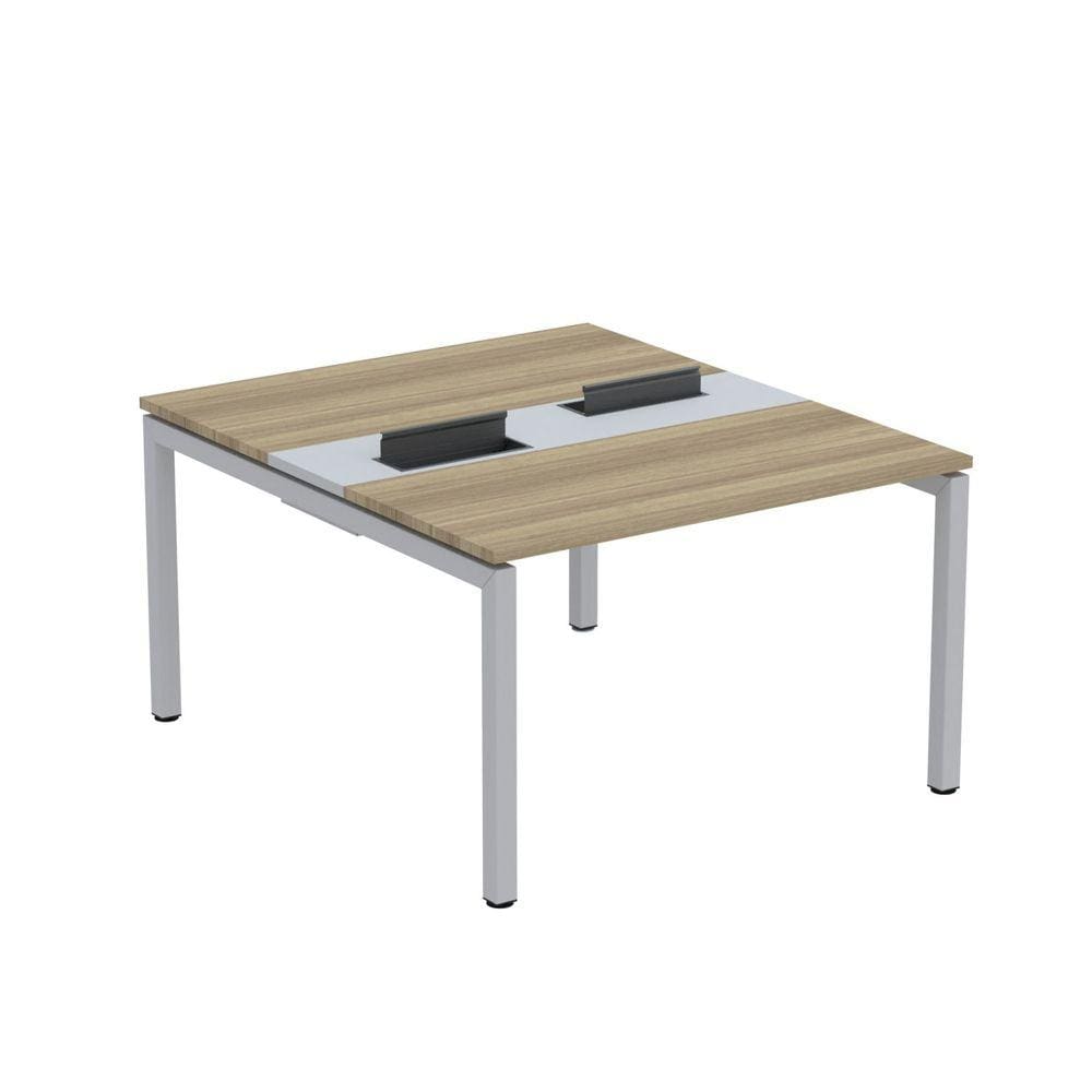 Mesa Plataforma Dupla com Pé de Aço para Coworking 110X140/2P PDC11/14/2P Noce Naturalle/Cinza