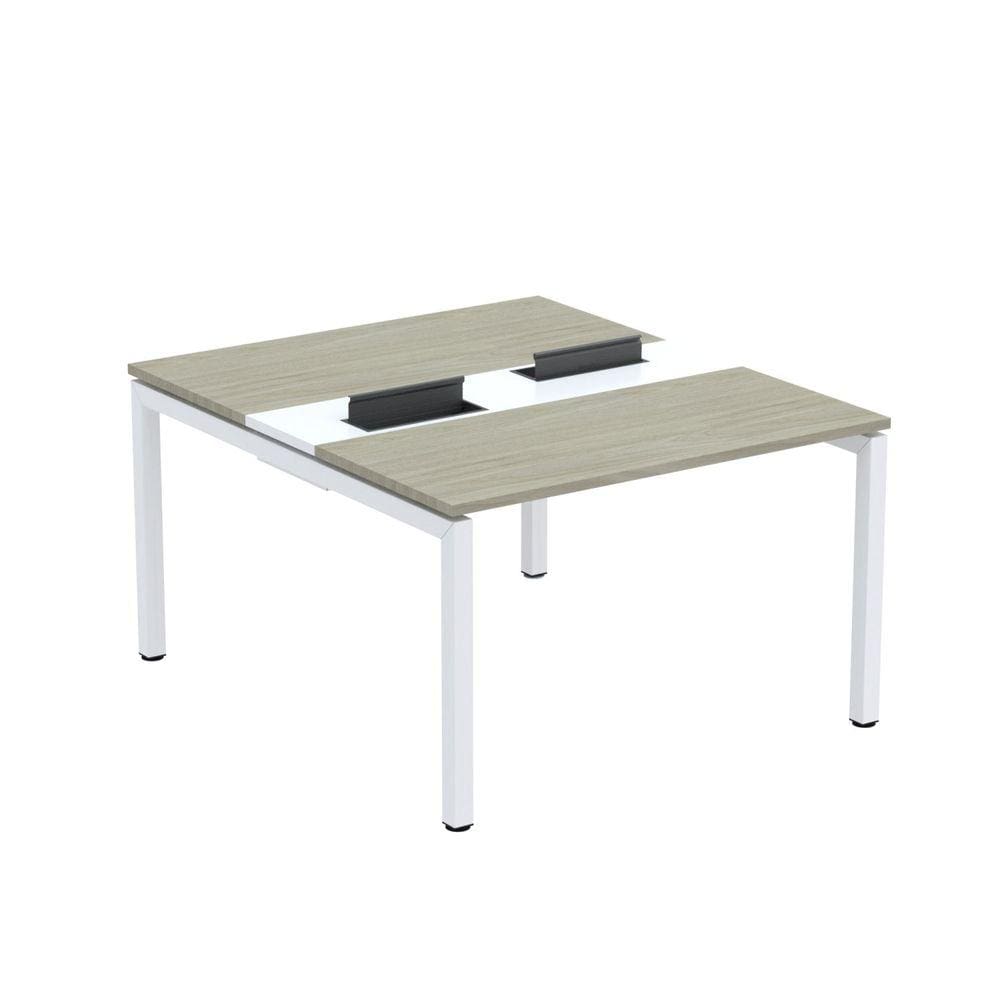 Mesa Plataforma Dupla com Pé de Aço para Coworking 110X140/2P PDC11/14/2P Nogueira casblanca/Branco