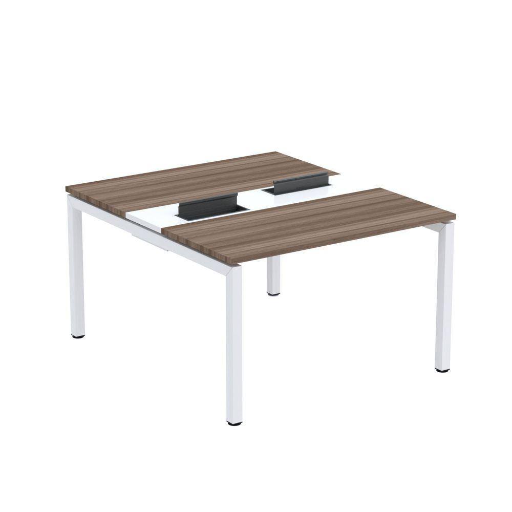 Mesa Plataforma Dupla com Pé de Aço para Coworking 110X140/2P PDC11/14/2P Walnut/Branco