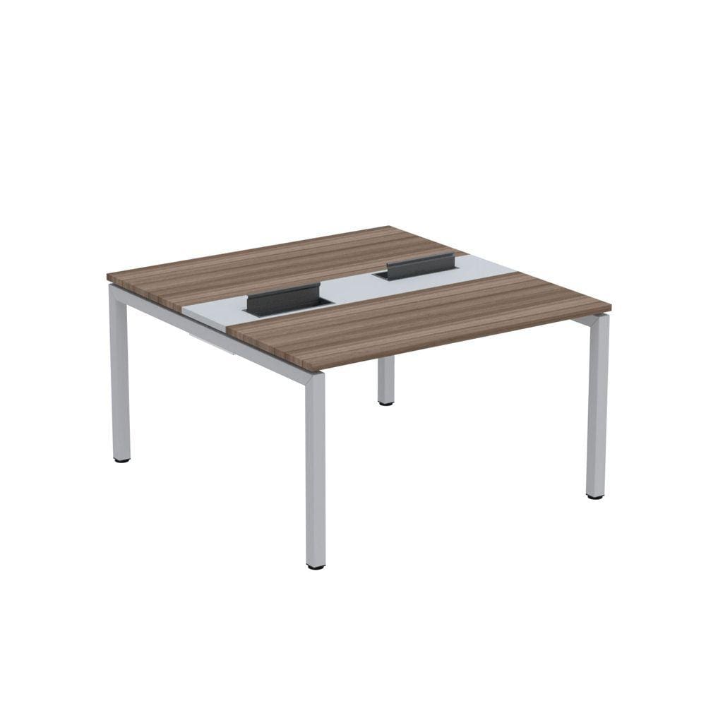 Mesa Plataforma Dupla com Pé de Aço para Coworking 130X140/2P PDC13/14/2P Walnut/Cinza