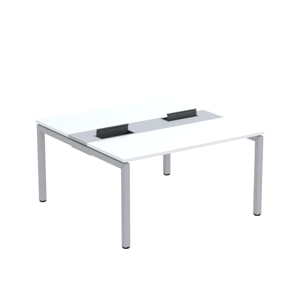 Mesa Plataforma Dupla com Pé de Aço para Coworking 140X140/2P PDC14/14/2P Branco/Cinza