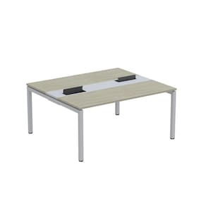 Mesa Plataforma Dupla com Pé de Aço para Coworking 160X140/2P PDC16/14/2P Nogueira Casablanca/Cinza