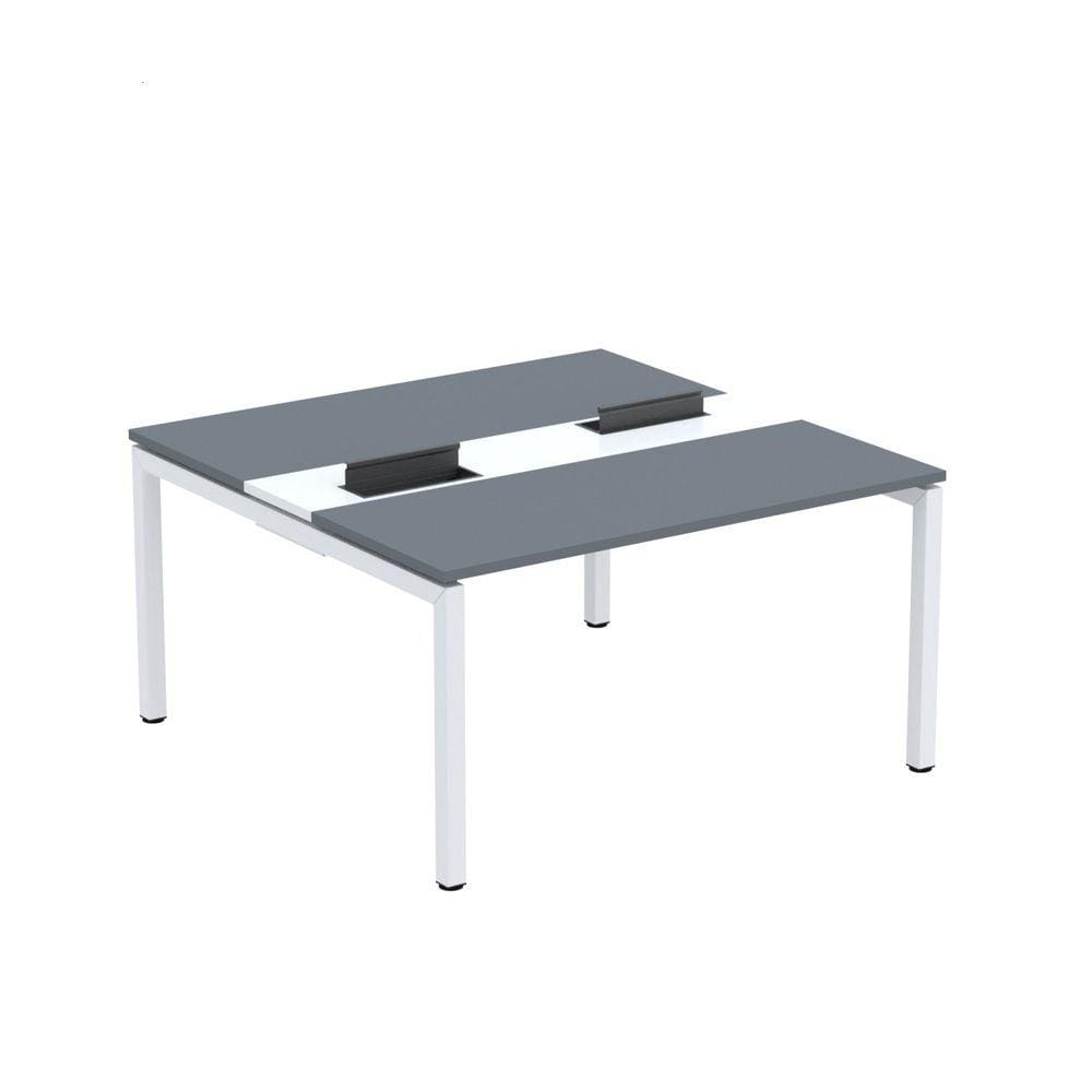 Mesa Plataforma Dupla com Pé de Aço para Coworking 140X140/2P PDC14/14/2P Grafito/Branco
