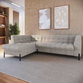 Sofá 3 Lugares com Chaise Terminal Cod. 1997 Zênite Yescasa Bege