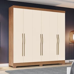 Guarda-Roupa 6 Portas 3 Gavetas B367 Marrom/Off White
