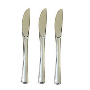 Kit 36 Facas Descartáveis De Luxo Em Plástico Prata 19,5Cm