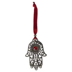 Mão de Deus Hamsa de Fátima Porta 20Cm Metal Niquel Patuá