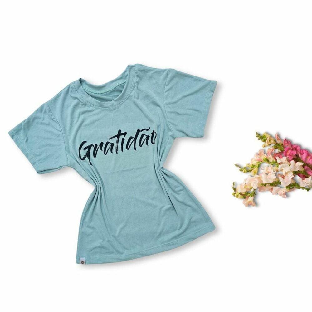 Blusa T-Shirt Feminina Manga Curta Estampa Com Frase