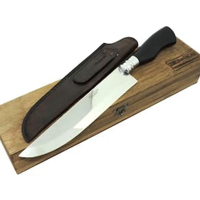 Faca Churrasco Carnes Aço Alemão, c/ Estojo- Lâm. 23 cm.