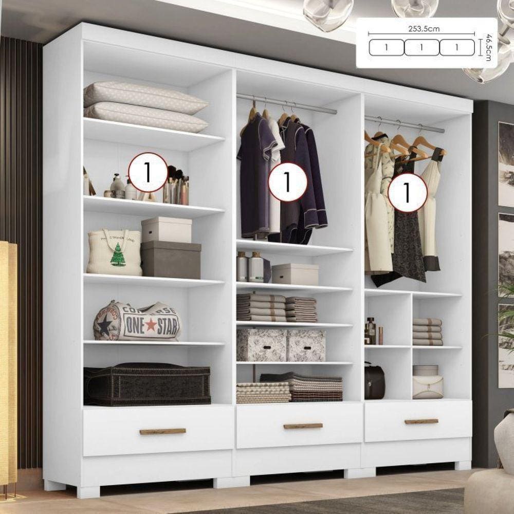 Closet Modulado 3 Peças 3 Gavetas Smart Versatile | Casas Bahia
