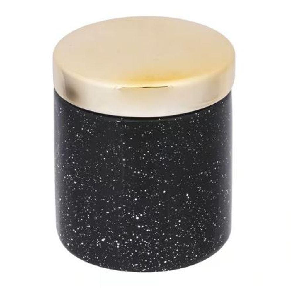  Pote Cerâmica Preto E Dourado - Mart 