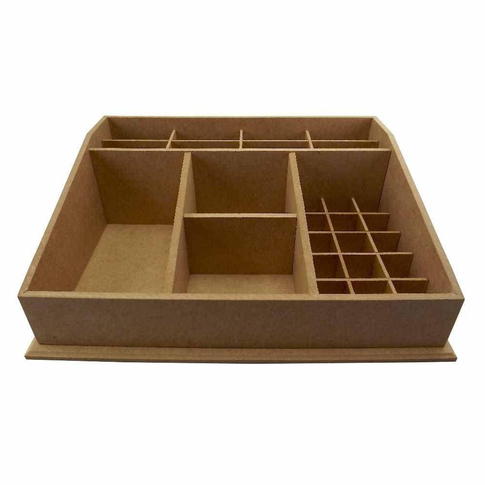 Caixa mdf organizadora de maquiagem aberta com 26 divisões Tam:33,5x27x11cm Cod:BANH040