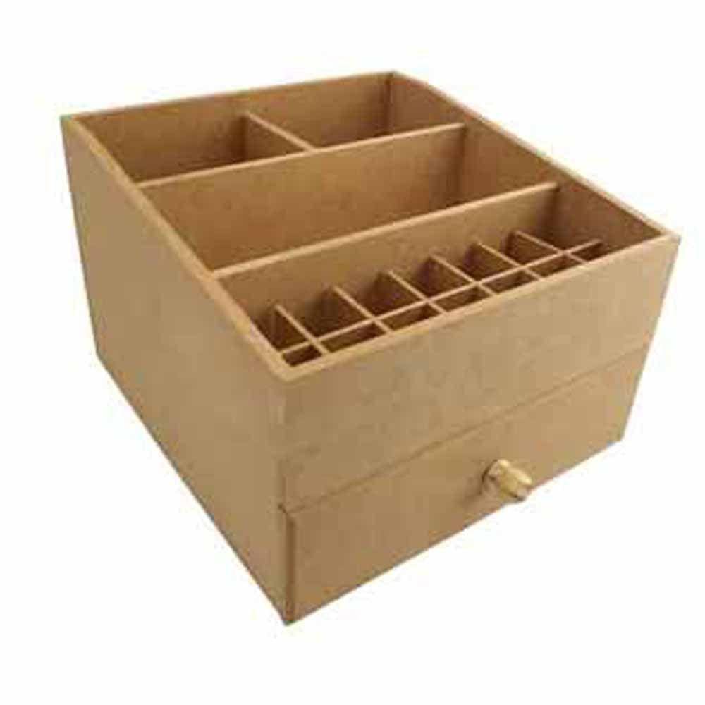 Caixa mdf organizadora de maquiagem aberta com 17 divisões Tam:23,5x22x15,5cm Cod:BANH039