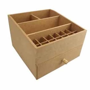 Caixa mdf organizadora de maquiagem aberta com 17 divisões Tam:23,5x22x15,5cm Cod:BANH039