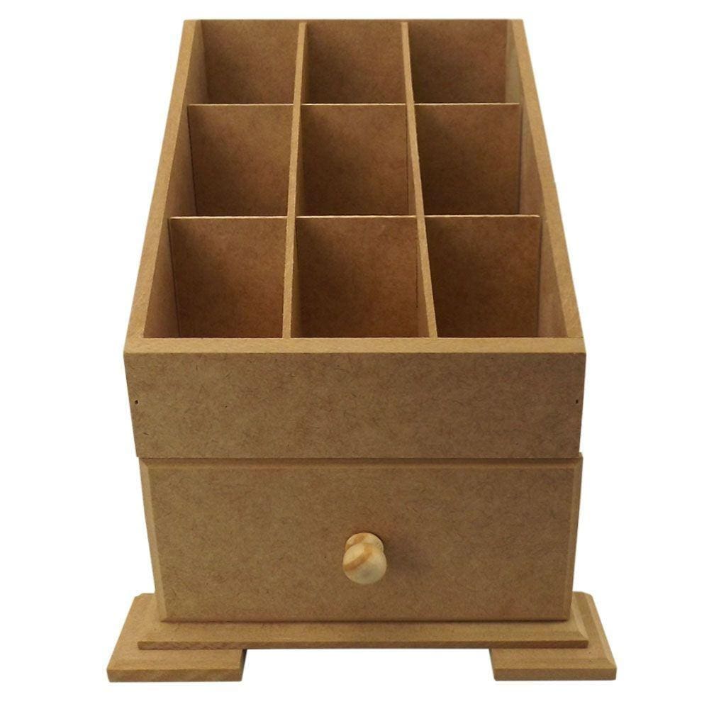 Caixa mdf organizadora de maquiagem com 9 divisões Tam:25,5x20x23,5cm Cod:BANH035