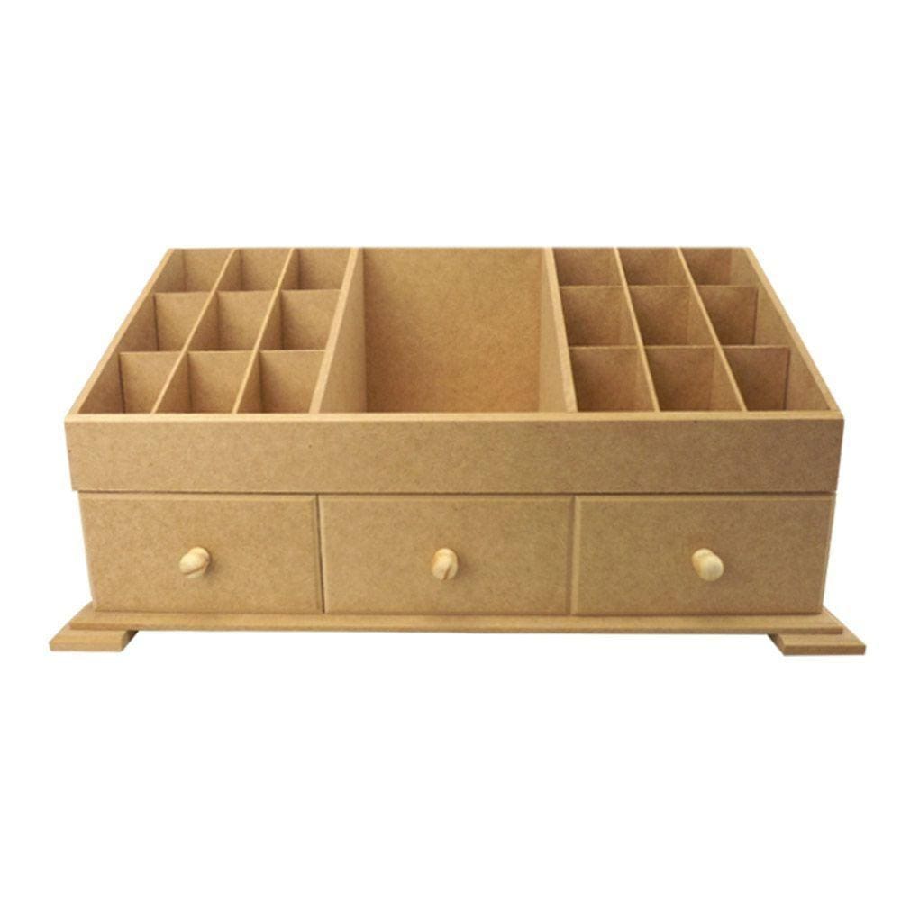 Caixa mdf organizadora de maquiagem com 19 divisões Tam:25,5x52,5x23,5cm Cod:BANH037