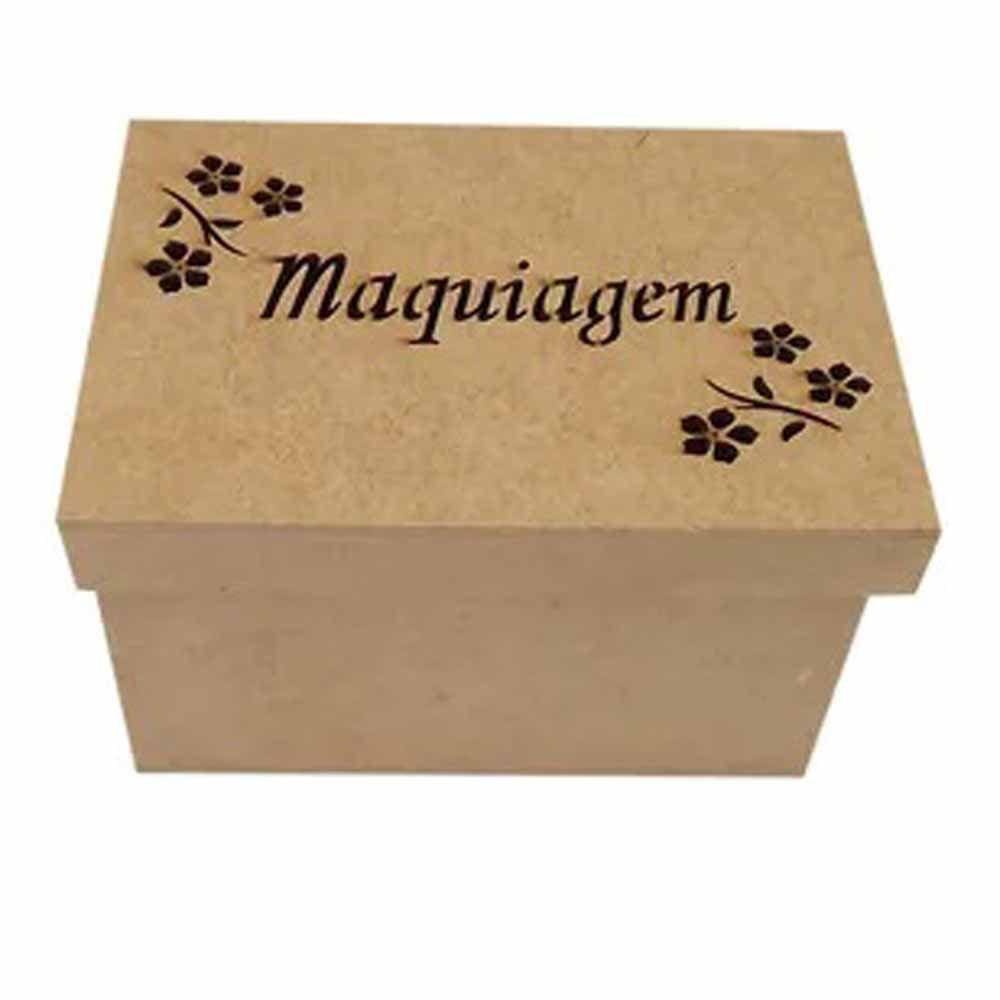 Caixa mdf tampa de sapato maquiagem com 10 Divisões Flores - cod:BANH031 - Tamanho 17L x 12C x 10,5A cm