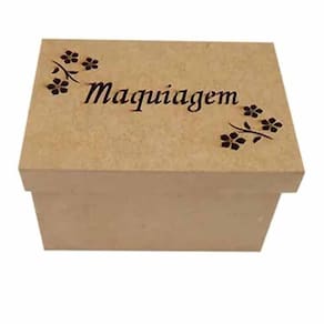 Caixa mdf tampa de sapato maquiagem com 10 Divisões Flores - cod:BANH031 - Tamanho 17L x 12C x 10,5A cm