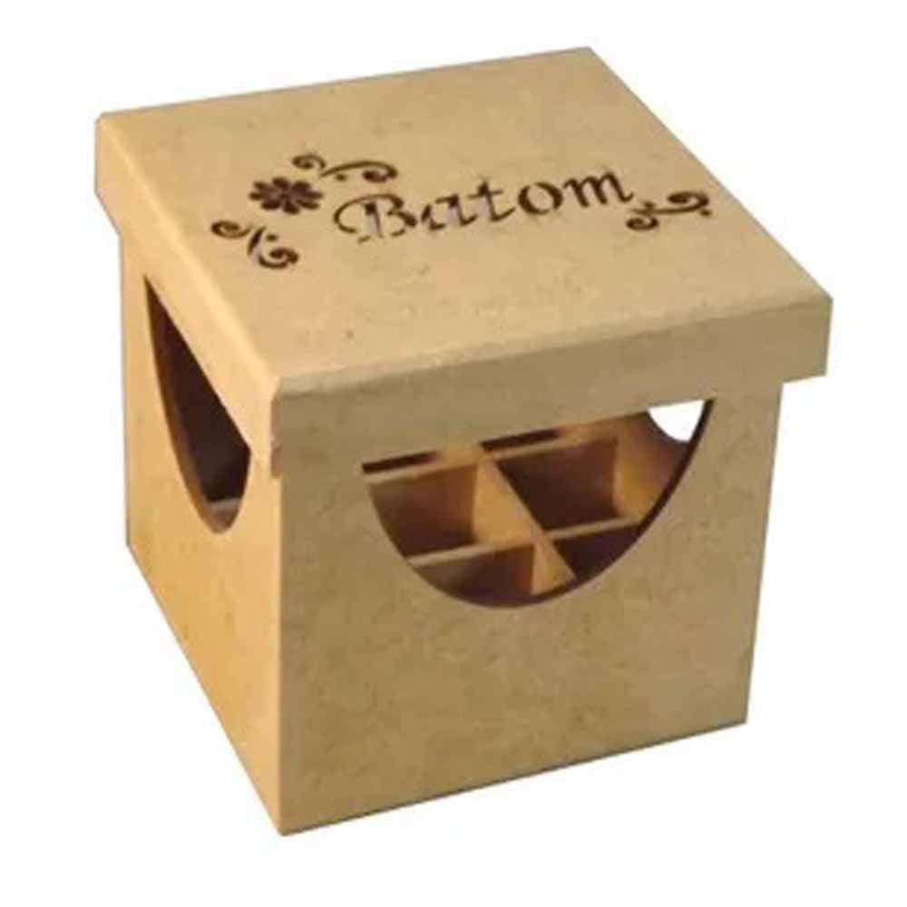 Caixa mdf tampa de sapato Batom com 9 Divisões Flores - cod:BANH029 - Tamanho 10,5L x 10,5C x 10,5A cm