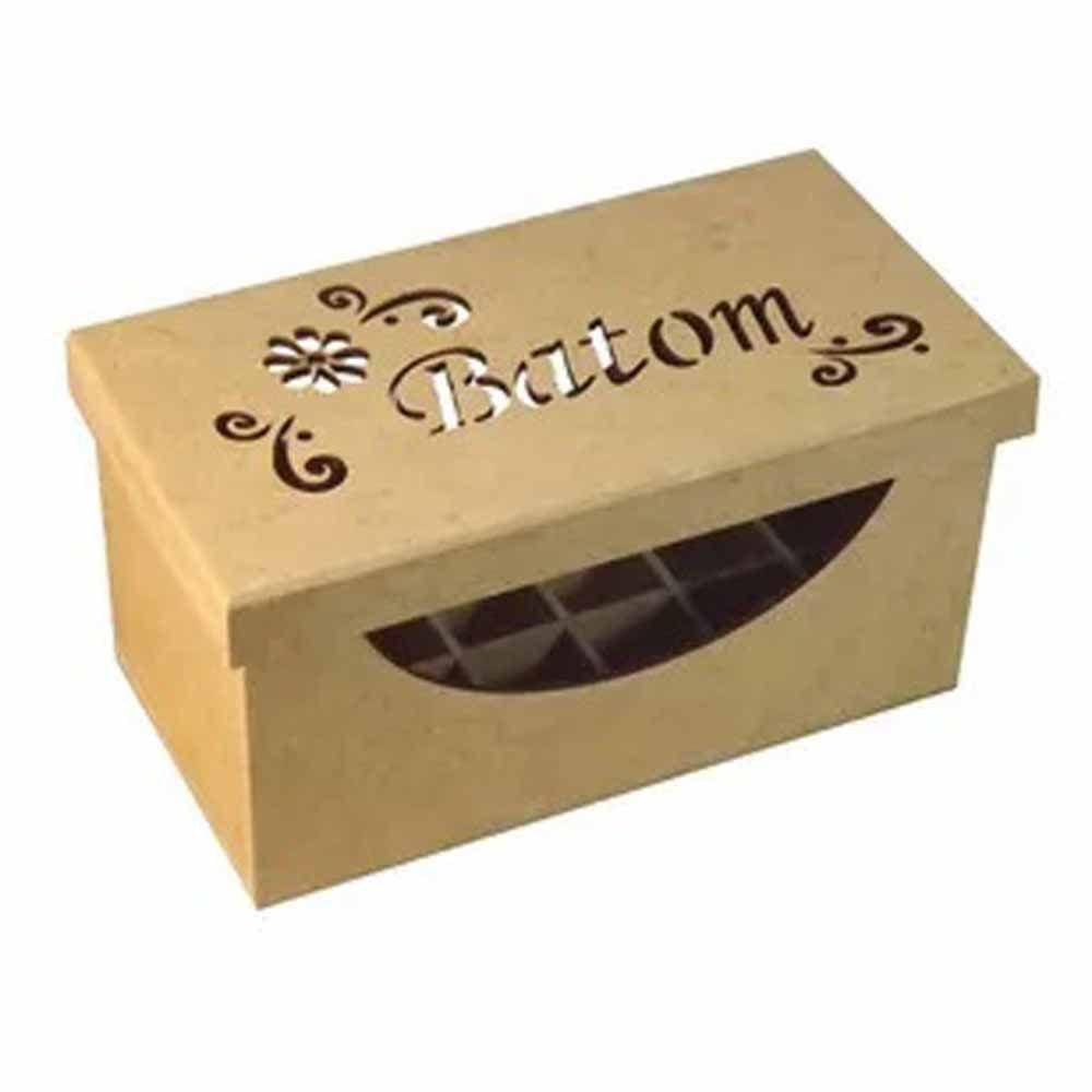 Caixa mdf tampa de sapato Batom com 18 Divisões Flores - cod:BANH030 - Tamanho 21L x 11C x 10,5A cm