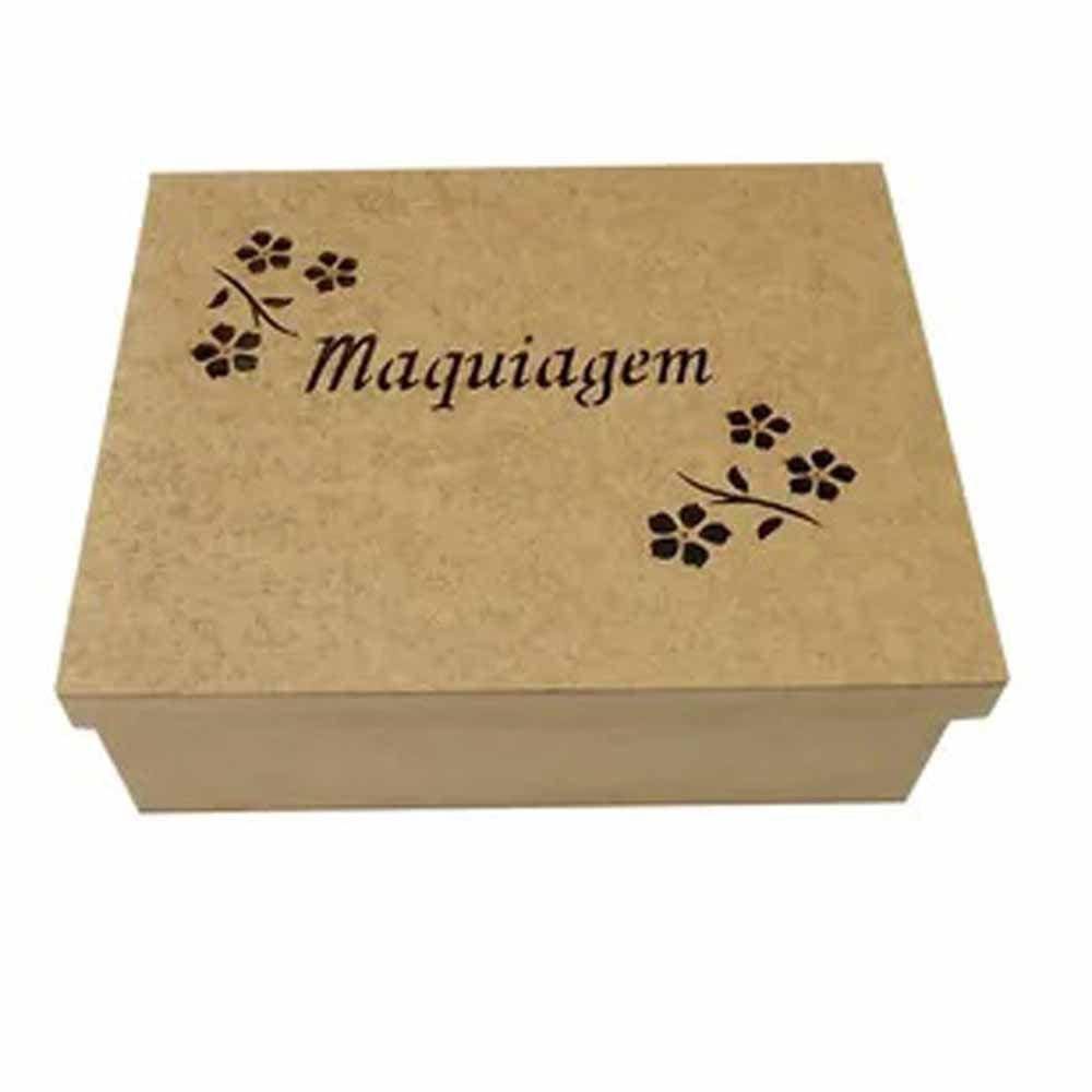 Caixa mdf tampa de sapato maquiagem com Divisões Flores - cod:BANH032 - Tamanho 25L x 20C x 9,5A cm