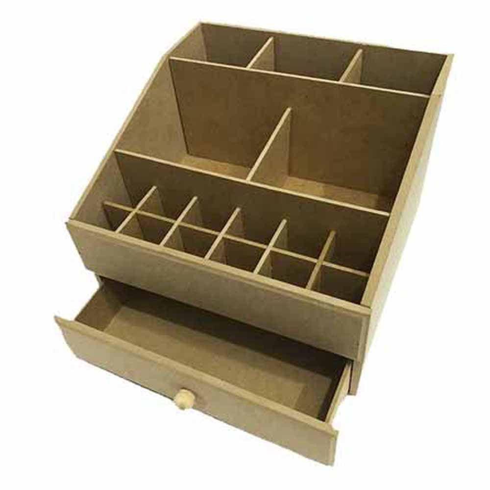 Caixa mdf organizadora de maquiagem aberta com 17 divisões Tam:22x23x16cm Cod:BANH041