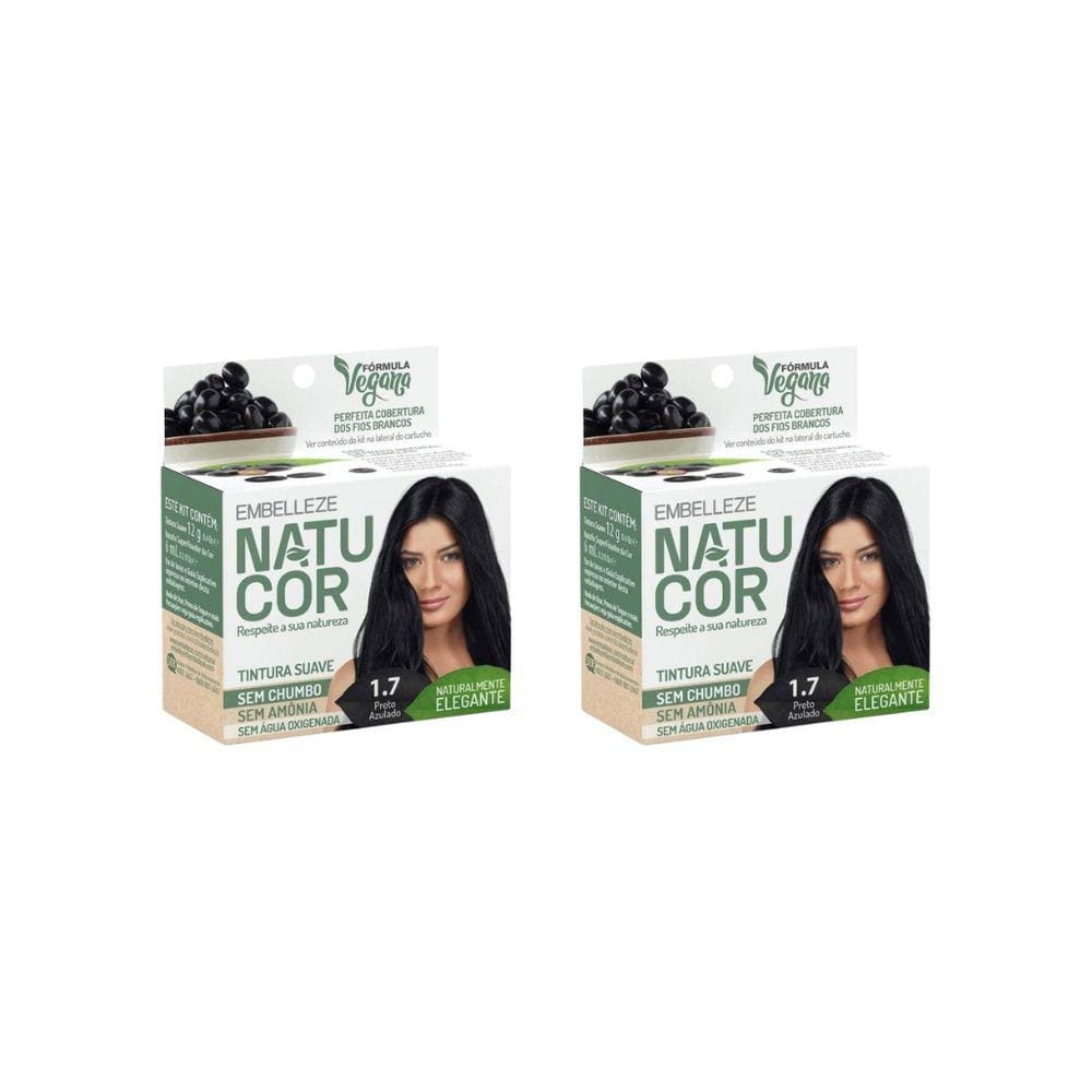 Coloraçao Natucor 1.7 Preto Azulado-Kit C/2un