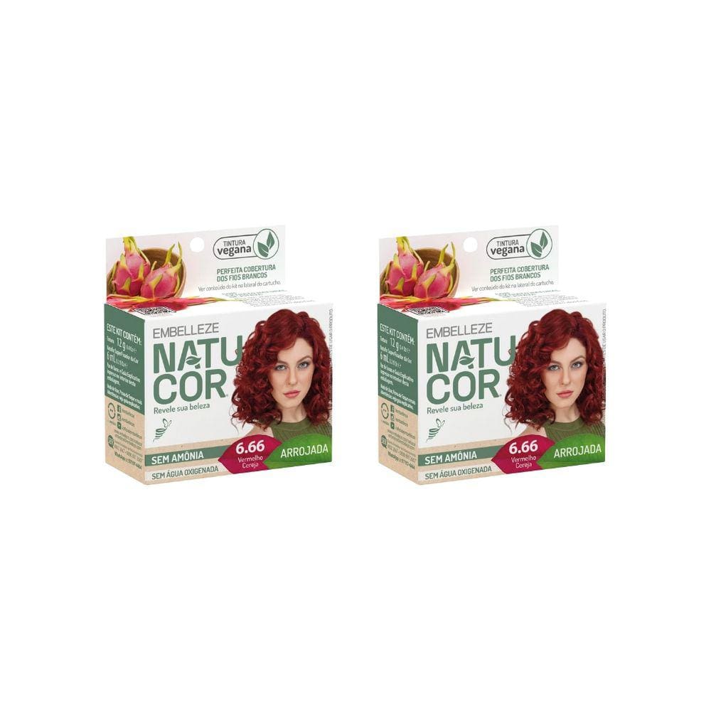 Coloraçao Natucor 6.66 Vermelho Cereja-Kit C/2un