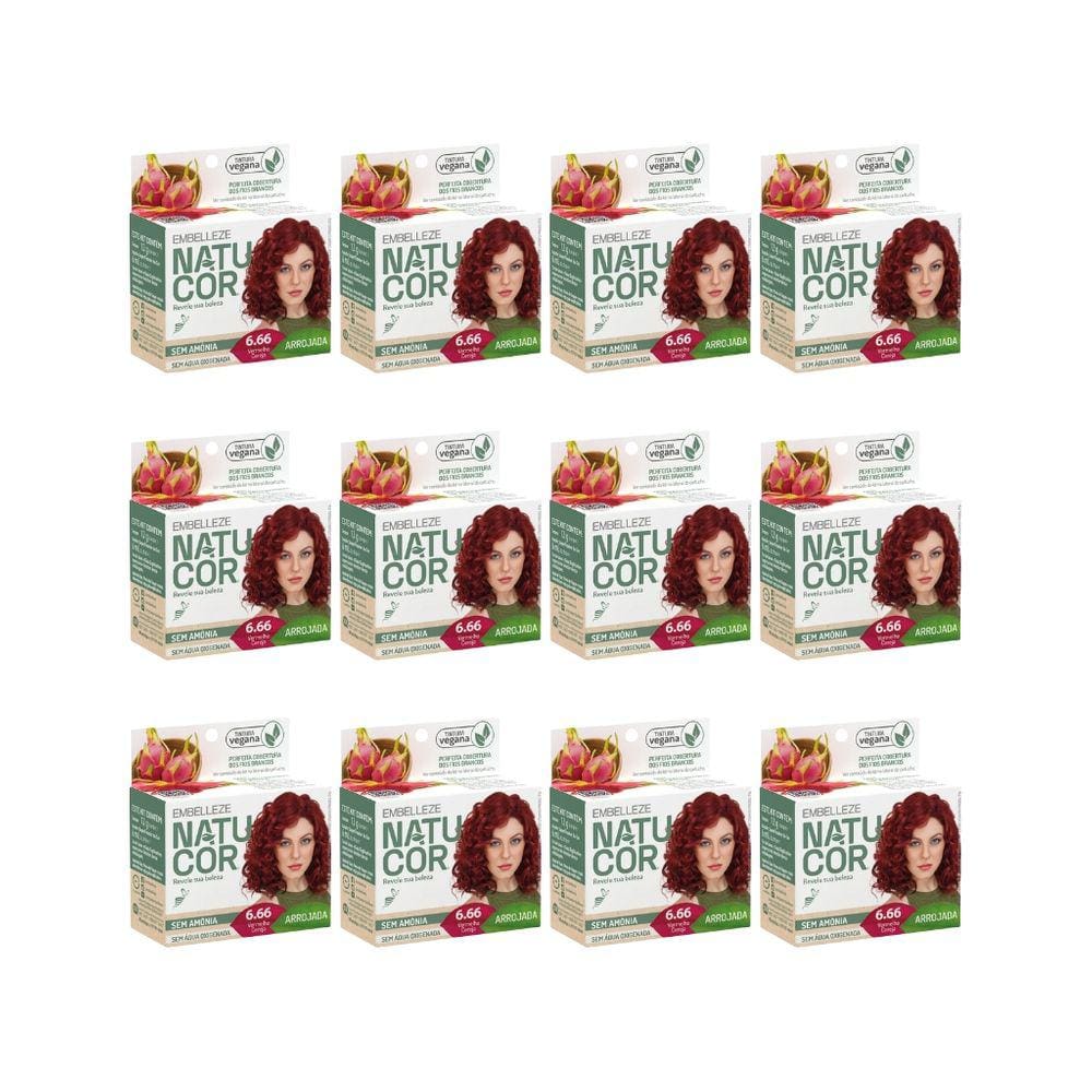 Coloraçao Natucor 6.66 Vermelho Cereja-Kit C/12un