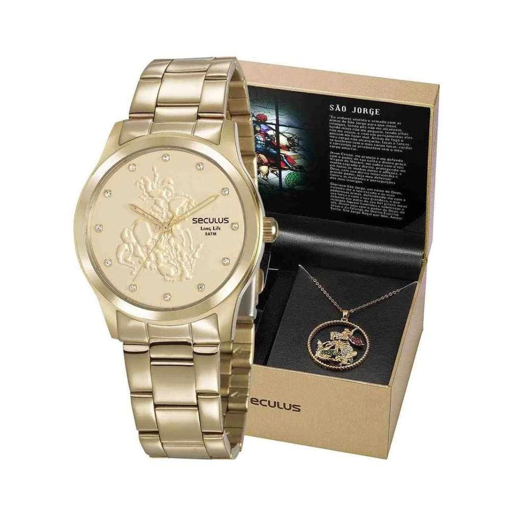 Kit Relógio Seculus São Jorge Feminino 44155LPSKDA1K1
