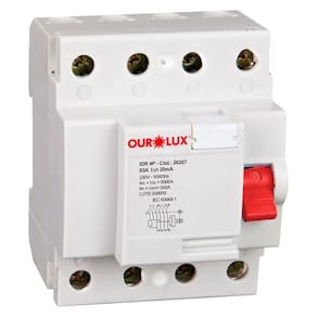 Dispositivo IDR Interruptor Diferencial Residencial Ourolux Din 4P 100A 30MA Branco