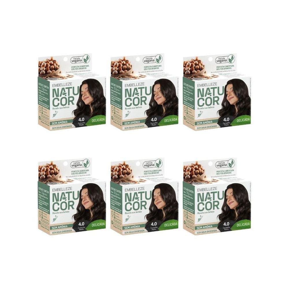 Coloraçao Natucor 4.0 Castanho Medio-Kit C/6Un