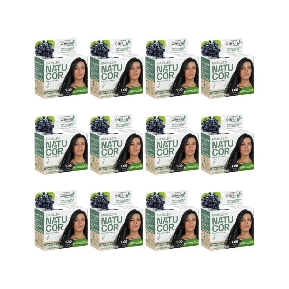 Coloraçao Natucor 1.00 Preto Intenso-Kit C/12Un
