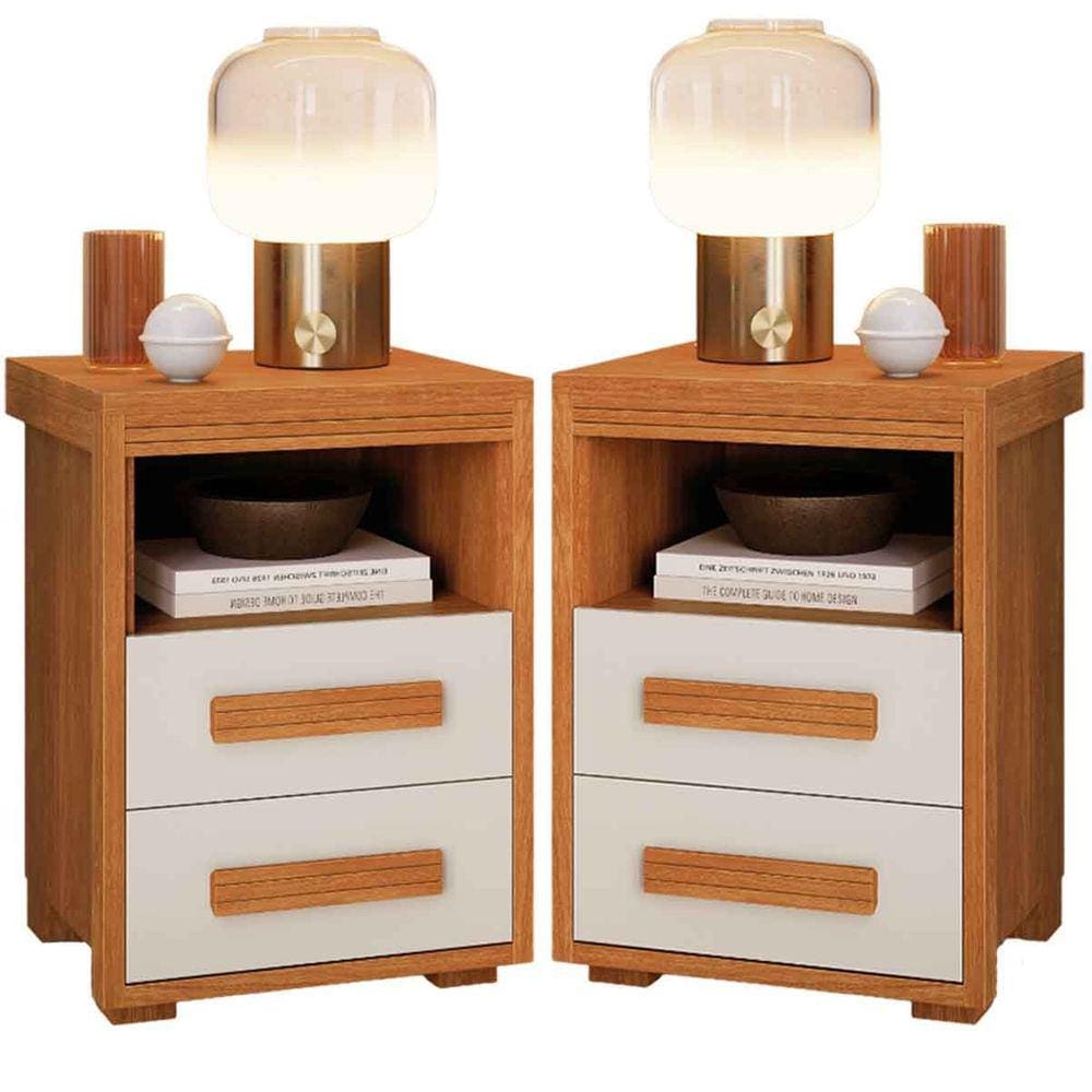 Kit 2 Mesas de Cabeceira 2 Gavetas Tóquio 100% MDF - Casa Chick