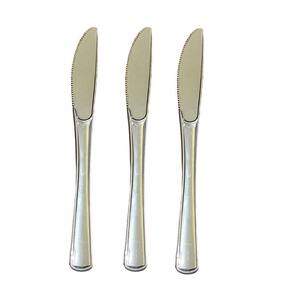 Kit 200 Facas Descartáveis De Luxo Em Plástico Prata 19,5Cm