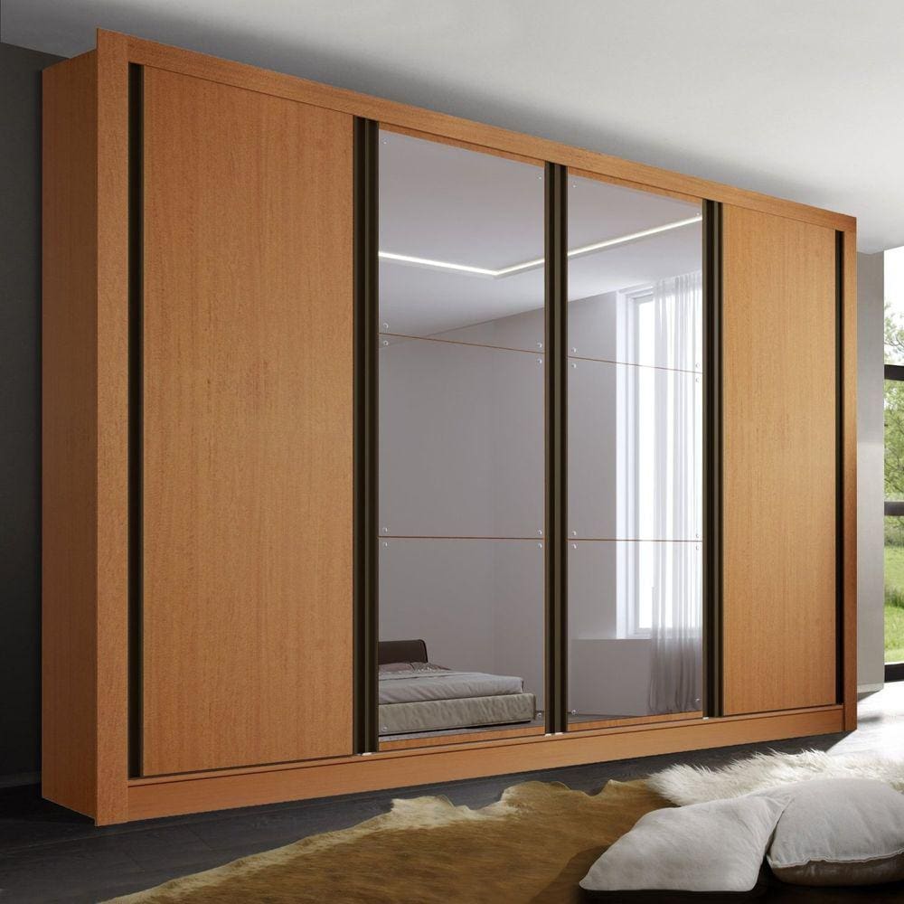 Guarda Roupa Casal com 6 Espelhos 4 Portas Zara Espresso Móveis Carvalho