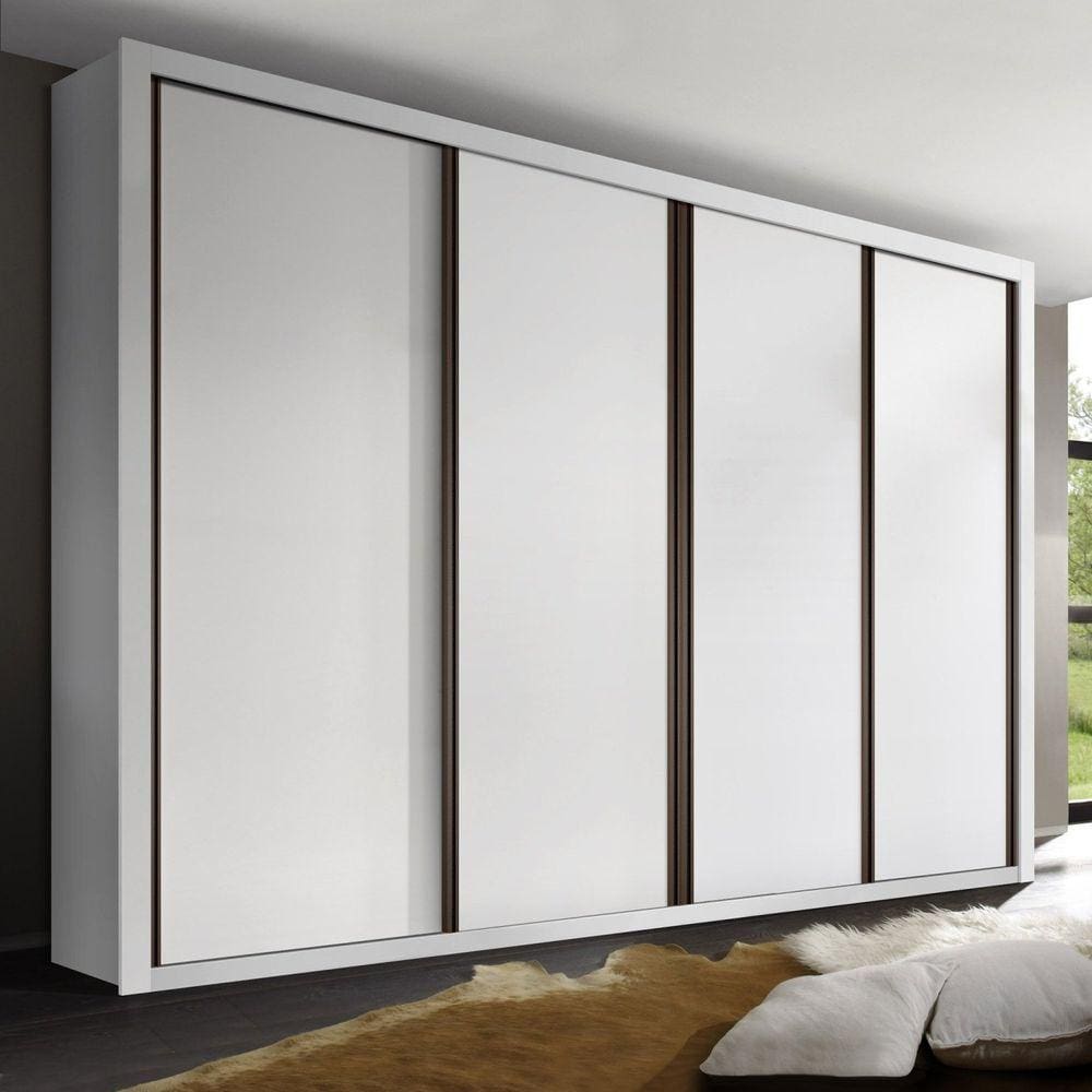 Guarda Roupa Casal 4 Portas 4 Gavetas Liv Espresso Móveis Branco