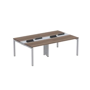 Mesa de Plataforma Dupla para 4 Pessoas Corporativa 110X140/4P Walnut/Cinza