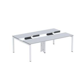 Mesa de Plataforma Dupla para 4 Pessoas Corporativa 110X140/4P Cinza/Branco