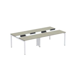 Mesa de Plataforma Dupla para 4 Pessoas Corporativa 130X140/4P PDC13/14/4P Nogueira Casablanca/Branco