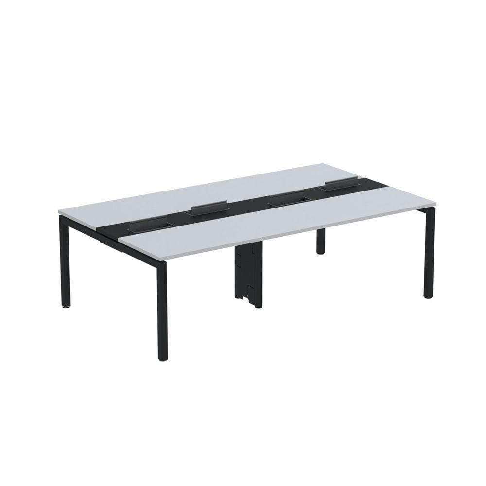 Mesa de Plataforma Dupla para 4 Pessoas Corporativa 120X140/4P PDC12/14/4P Cinza/Preto