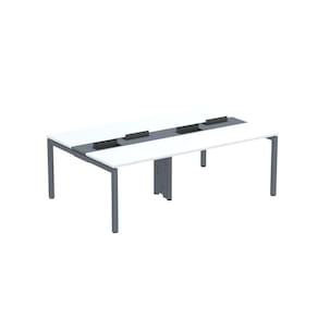 Mesa de Plataforma Dupla para 4 Pessoas Corporativa 110X140/4P Branco/Grafito