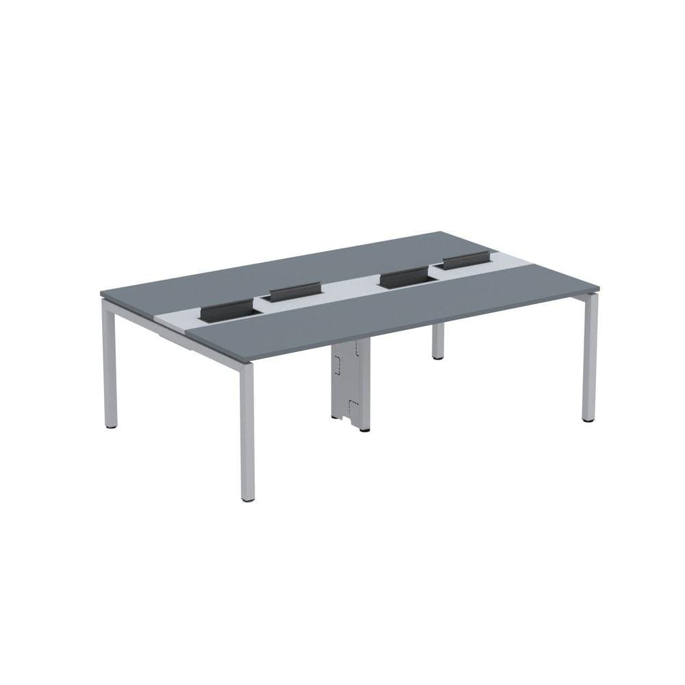 Mesa de Plataforma Dupla para 4 Pessoas Corporativa 120X140/4P PDC12/14/4P Grafito/Cinza