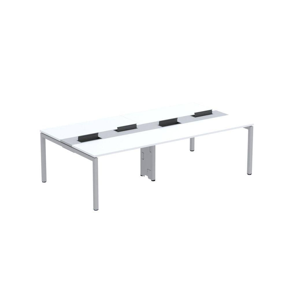 Mesa de Plataforma Dupla para 4 Pessoas Corporativa 130X140/4P PDC13/14/4P Branco/Cinza