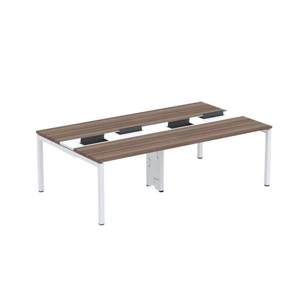 Mesa de Plataforma Dupla para 4 Pessoas Corporativa 120X140/4P PDC12/14/4P Walnut/Branco
