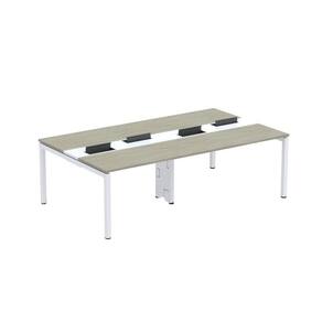 Mesa de Plataforma Dupla para 4 Pessoas Corporativa 120X140/4P PDC12/14/4P Nogueira casblanca/Branco