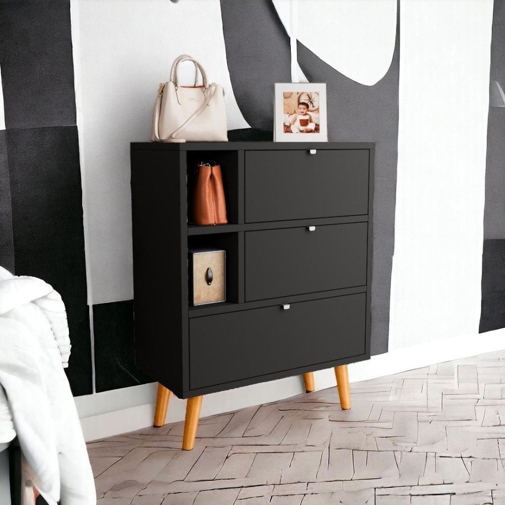 Sapateira 03 Gavetas Classic Preto Jm3