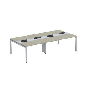 Mesa de Plataforma Dupla para 4 Pessoas Corporativa 140X140/4P PDC14/14/4P Nogueira Casablanca/Cinza