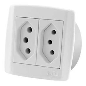 Tomada 10A E 20A Dupla Móveis Ilumi Slim Branca Nbr 14136